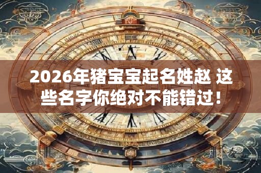 2026年猪宝宝起名姓赵 这些名字你绝对不能错过！