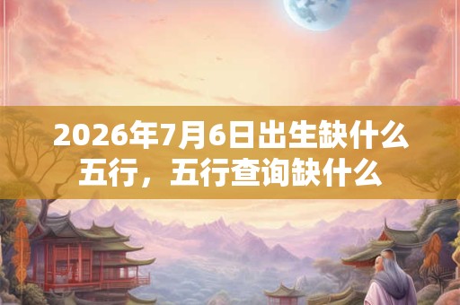 2026年7月6日出生缺什么五行，五行查询缺什么