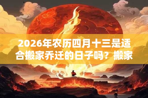 2026年农历四月十三是适合搬家乔迁的日子吗？搬家风水注意事项