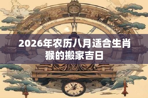 2026年农历八月适合生肖猴的搬家吉日