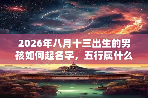2026年八月十三出生的男孩如何起名字，五行属什么