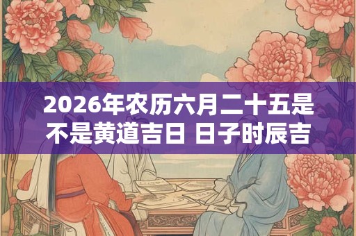 2026年农历六月二十五是不是黄道吉日 日子时辰吉凶