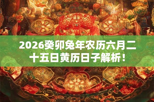 2026癸卯兔年农历六月二十五日黄历日子解析！