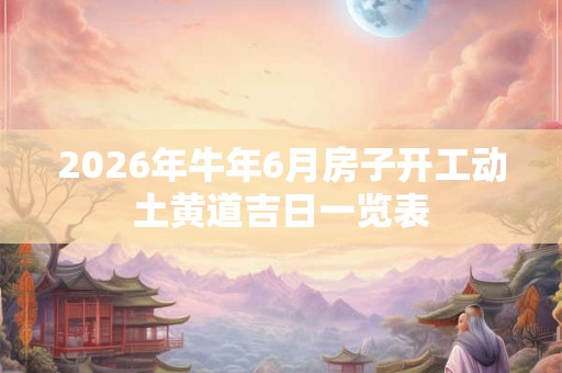 2026年牛年6月房子开工动土黄道吉日一览表