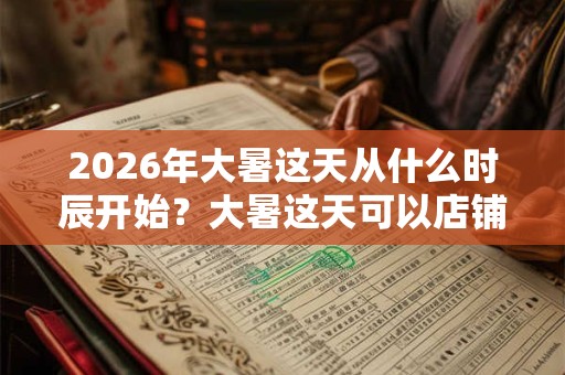 2026年大暑这天从什么时辰开始？大暑这天可以店铺开张吗？