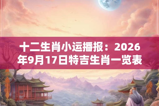 十二生肖小运播报：2026年9月17日特吉生肖一览表