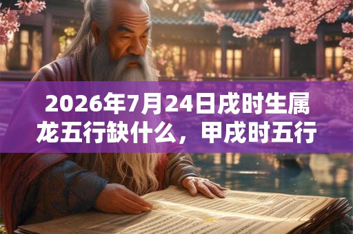 2026年7月24日戌时生属龙五行缺什么，甲戌时五行缺什么