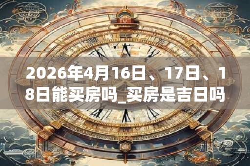 2026年4月16日、17日、18日能买房吗_买房是吉日吗