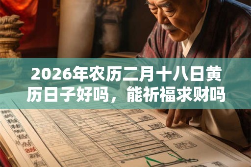 2026年农历二月十八日黄历日子好吗，能祈福求财吗？