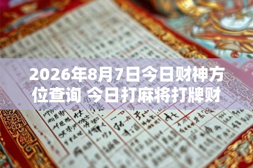 2026年8月7日今日财神方位查询 今日打麻将打牌财神方位