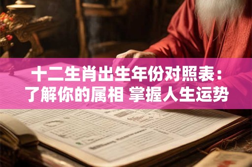 十二生肖出生年份对照表：了解你的属相 掌握人生运势！