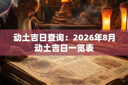 动土吉日查询：2026年8月动土吉日一览表