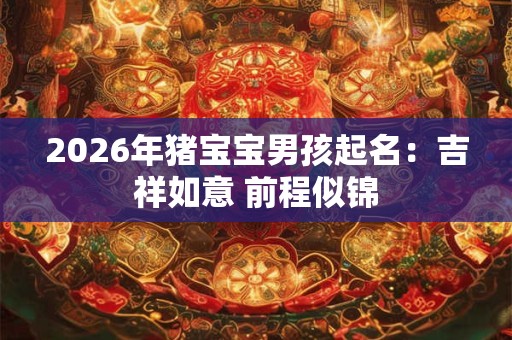 2026年猪宝宝男孩起名：吉祥如意 前程似锦