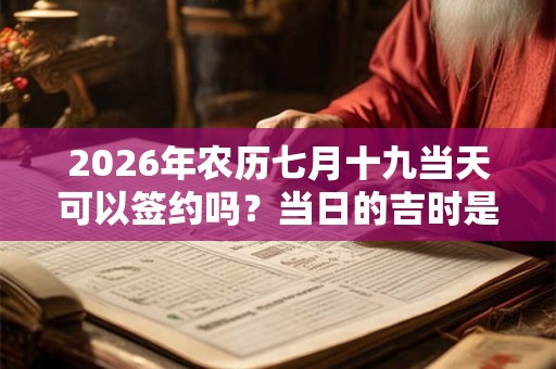 2026年农历七月十九当天可以签约吗？当日的吉时是几点？