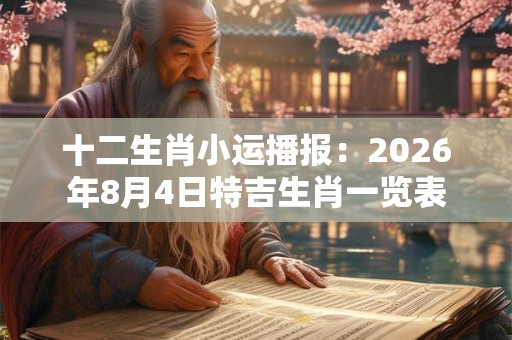 十二生肖小运播报：2026年8月4日特吉生肖一览表