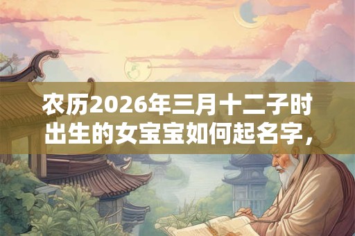 农历2026年三月十二子时出生的女宝宝如何起名字，五行属什么