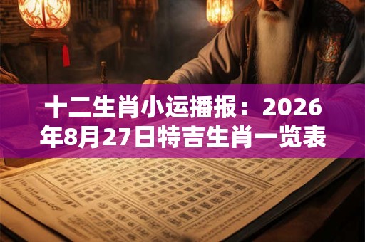十二生肖小运播报：2026年8月27日特吉生肖一览表