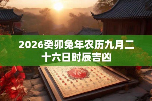 2026癸卯兔年农历九月二十六日时辰吉凶