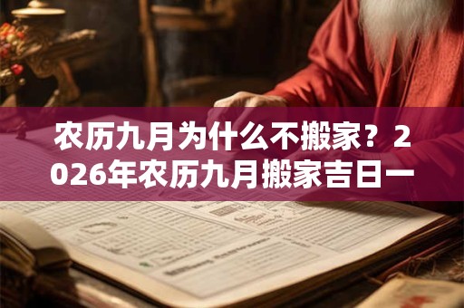 农历九月为什么不搬家？2026年农历九月搬家吉日一览！
