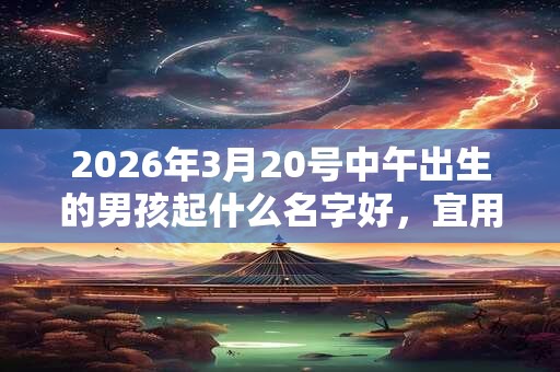 2026年3月20号中午出生的男孩起什么名字好，宜用什么字？