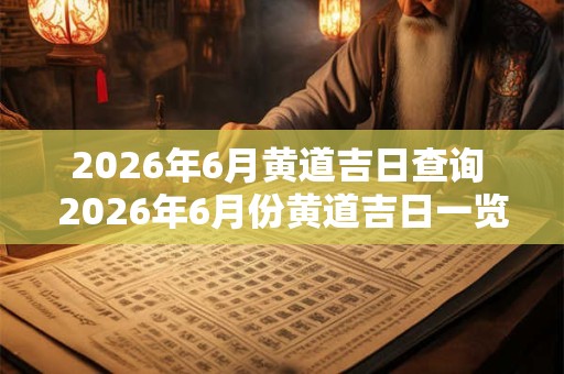 2026年6月黄道吉日查询 2026年6月份黄道吉日一览表