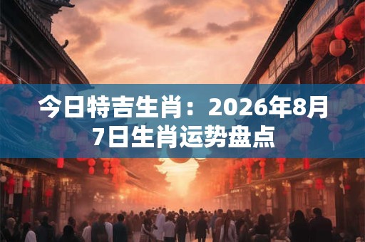 今日特吉生肖:2026年8月7日生肖运势盘点 今日特吉生肖:2026年8月7日生肖运势盘点