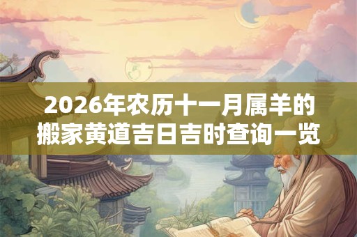 2026年农历十一月属羊的搬家黄道吉日吉时查询一览表