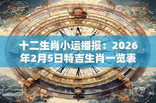 十二生肖小运播报：2026年2月5日特吉生肖一览表