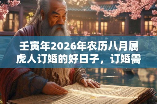 壬寅年2026年农历八月属虎人订婚的好日子，订婚需要买对戒吗？