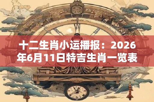 十二生肖小运播报:2026年6月11日特吉生肖一览表 十二生肖小运播报:2026年6月11日特吉生肖一览表