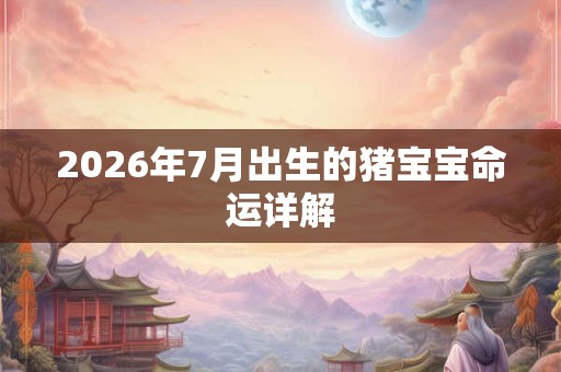 2026年7月出生的猪宝宝命运详解
