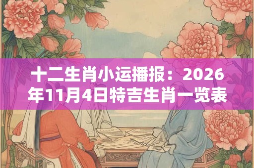 十二生肖小运播报：2026年11月4日特吉生肖一览表