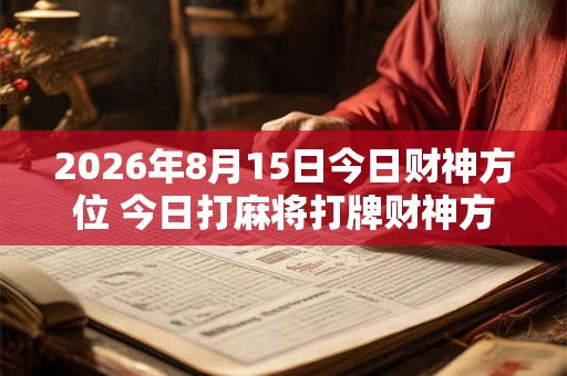 2026年8月15日今日财神方位 今日打麻将打牌财神方位！
