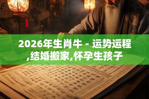 2026年生肖牛 - 运势运程,结婚搬家,怀孕生孩子