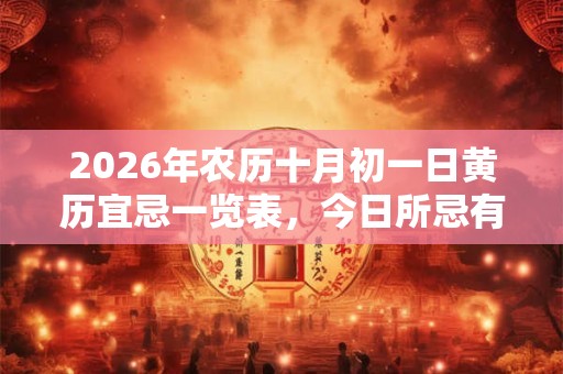2026年农历十月初一日黄历宜忌一览表，今日所忌有哪些