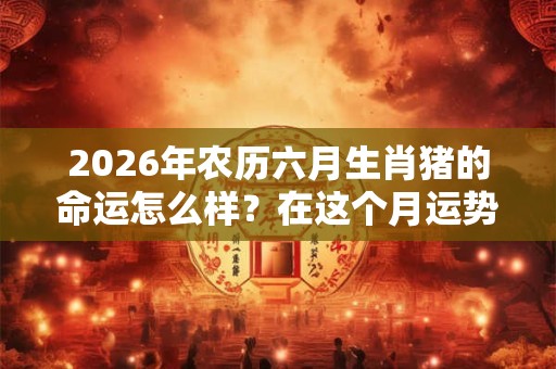 2026年农历六月生肖猪的命运怎么样？在这个月运势好吗？