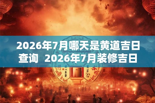 2026年7月哪天是黄道吉日查询  2026年7月装修吉日