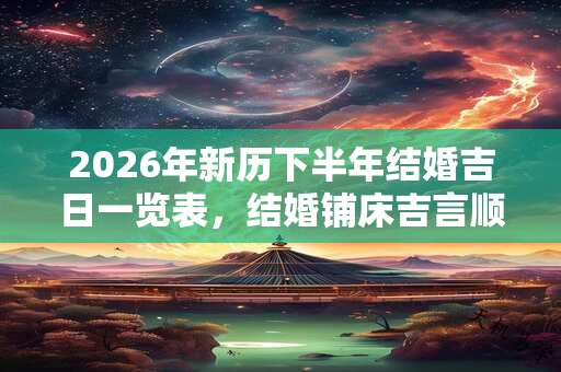 2026年新历下半年结婚吉日一览表，结婚铺床吉言顺口溜