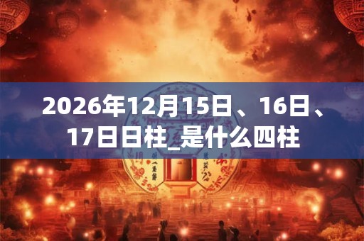 2026年12月15日、16日、17日日柱_是什么四柱
