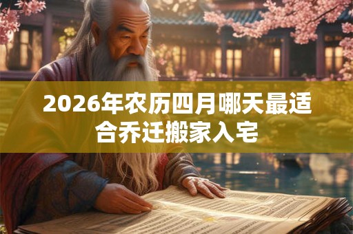 2026年农历四月哪天最适合乔迁搬家入宅