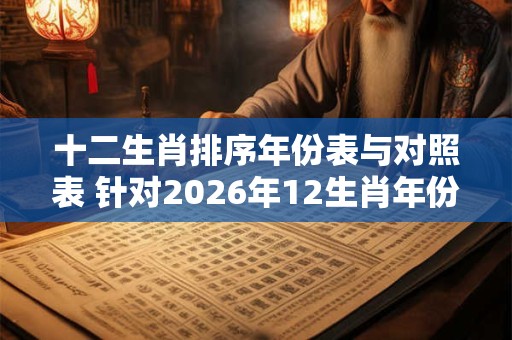 十二生肖排序年份表与对照表 针对2026年12生肖年份表