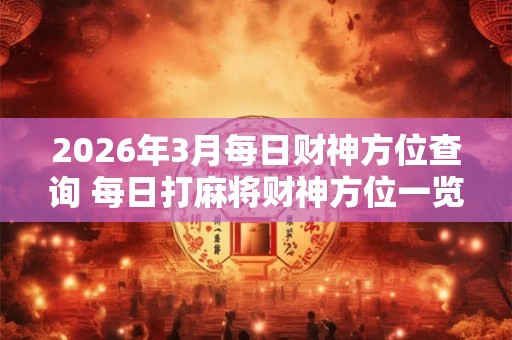 2026年3月每日财神方位查询 每日打麻将财神方位一览表