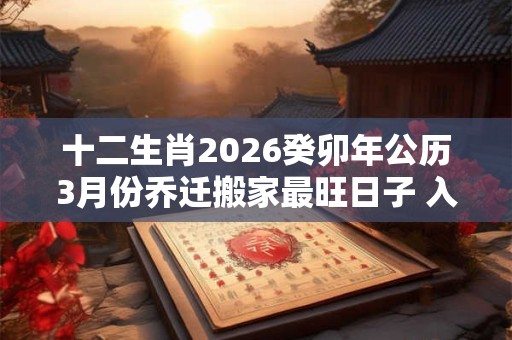 十二生肖2026癸卯年公历3月份乔迁搬家最旺日子 入宅吉日查询