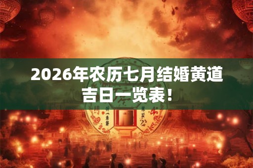2026年农历七月结婚黄道吉日一览表！