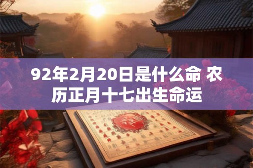 92年2月20日是什么命 农历正月十七出生命运