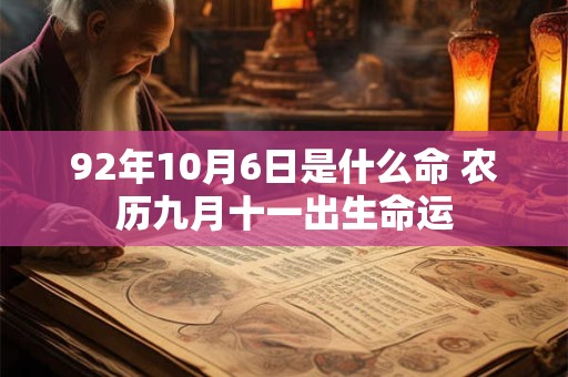 92年10月6日是什么命 农历九月十一出生命运