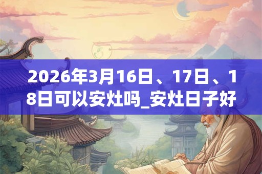 2026年3月16日、17日、18日可以安灶吗_安灶日子好吗