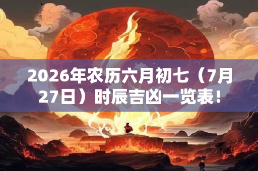 2026年农历六月初七（7月27日）时辰吉凶一览表！