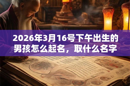 2026年3月16号下午出生的男孩怎么起名，取什么名字吉祥？