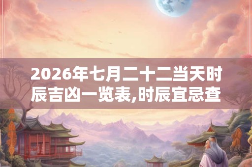 2026年七月二十二当天时辰吉凶一览表,时辰宜忌查询